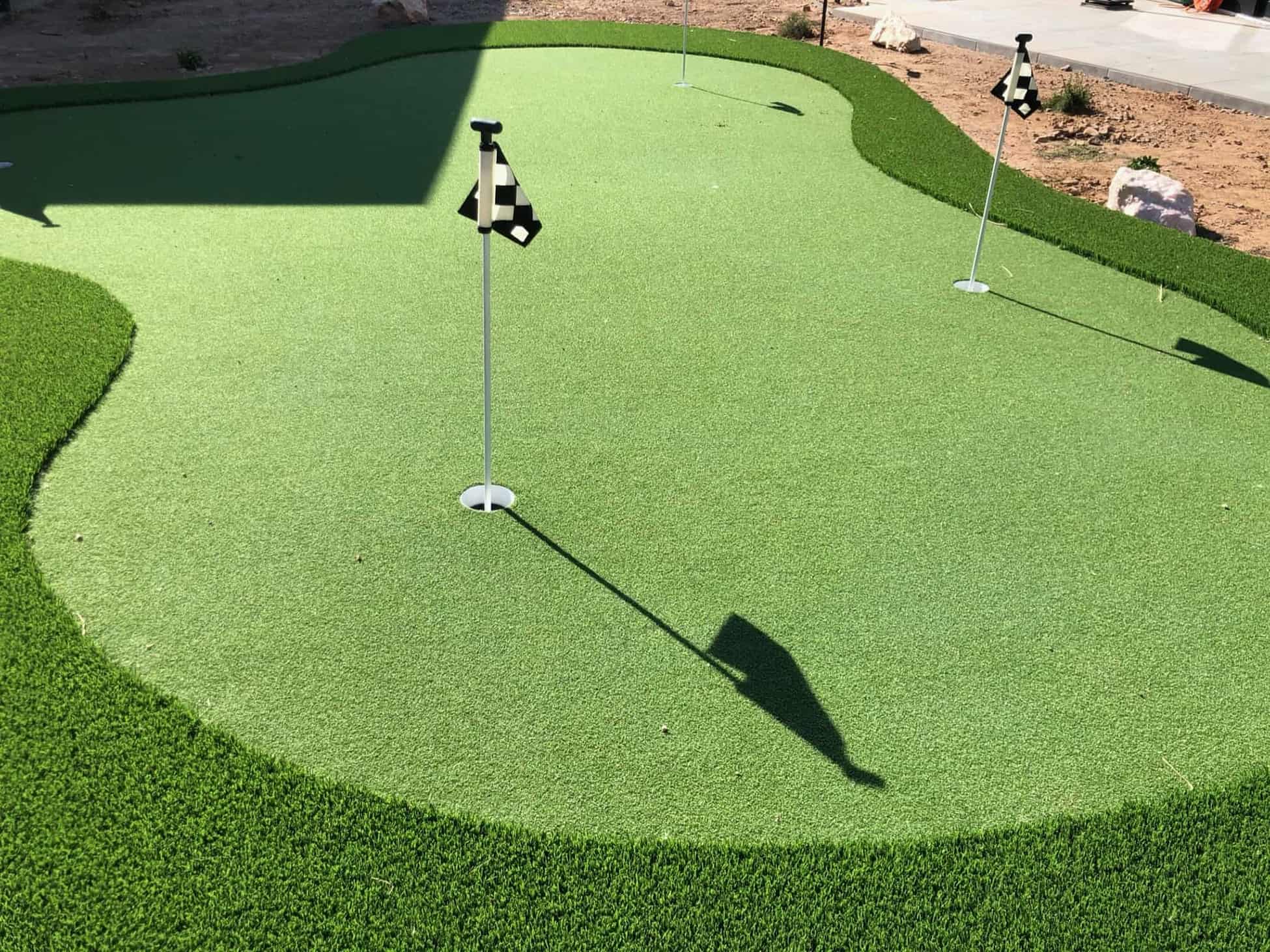 Luxury backyard putting green in Fort Worth